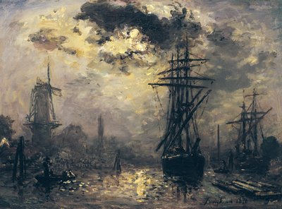 View of the Port, or The Windmills in Rotterdam by Johan Barthold Jongkind